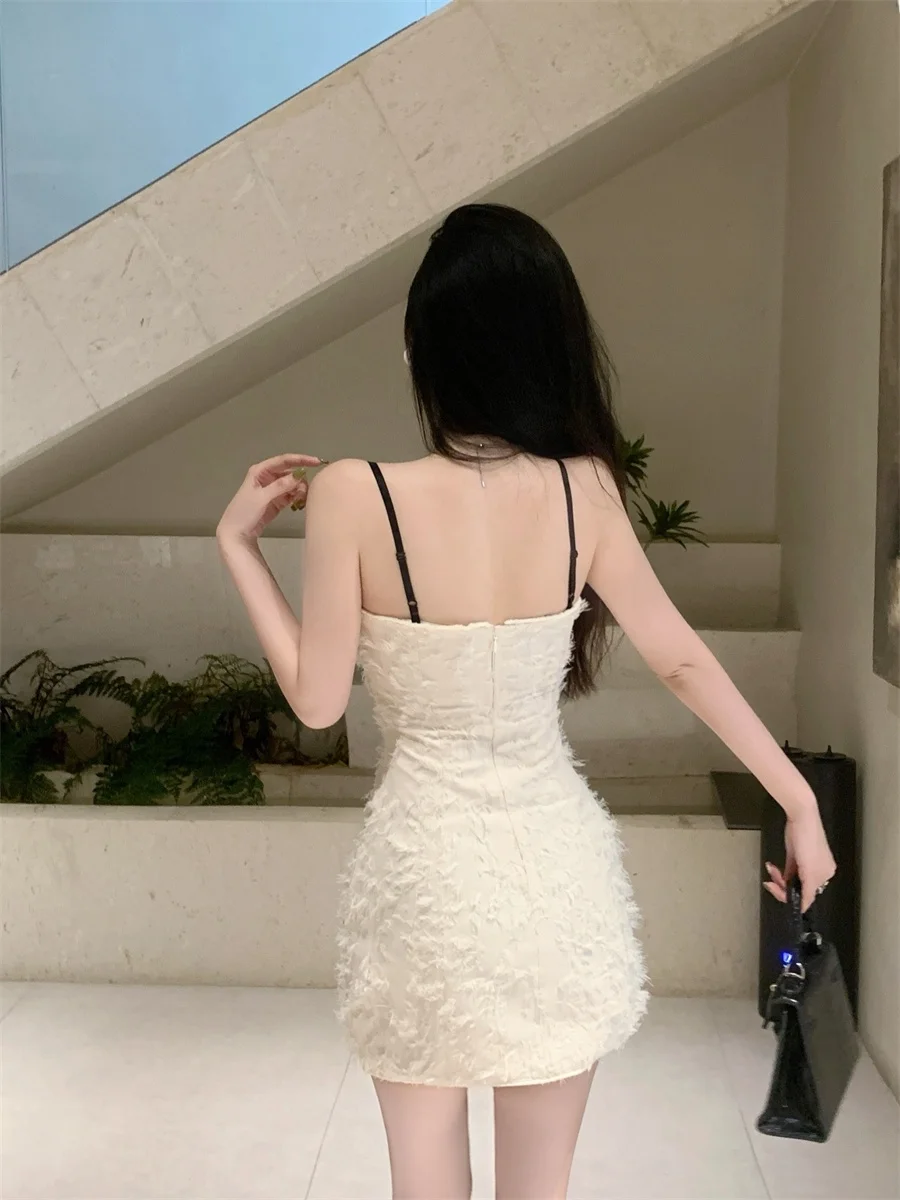 Summer Sexy Pure Desire  Knot Strapl Bodycon Dr Women's A-Line  Skirt V-Neline Svel Korean Sle