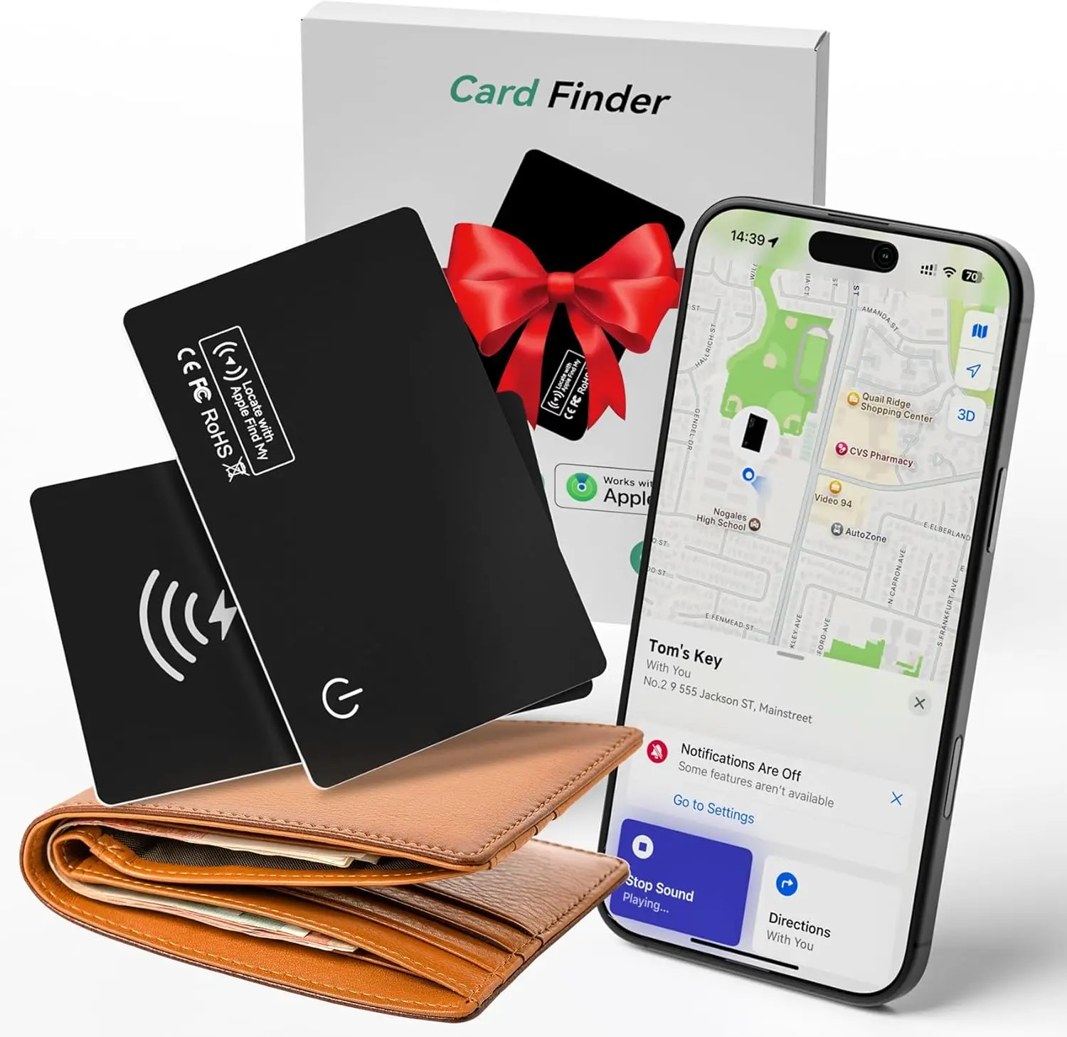 

Ультратонкий водонепроницаемый Bluetooth-трекер IP68 для кошелька, ключей, багажа, рюкзака, совместимый с iOS, функция «Найти устройство»