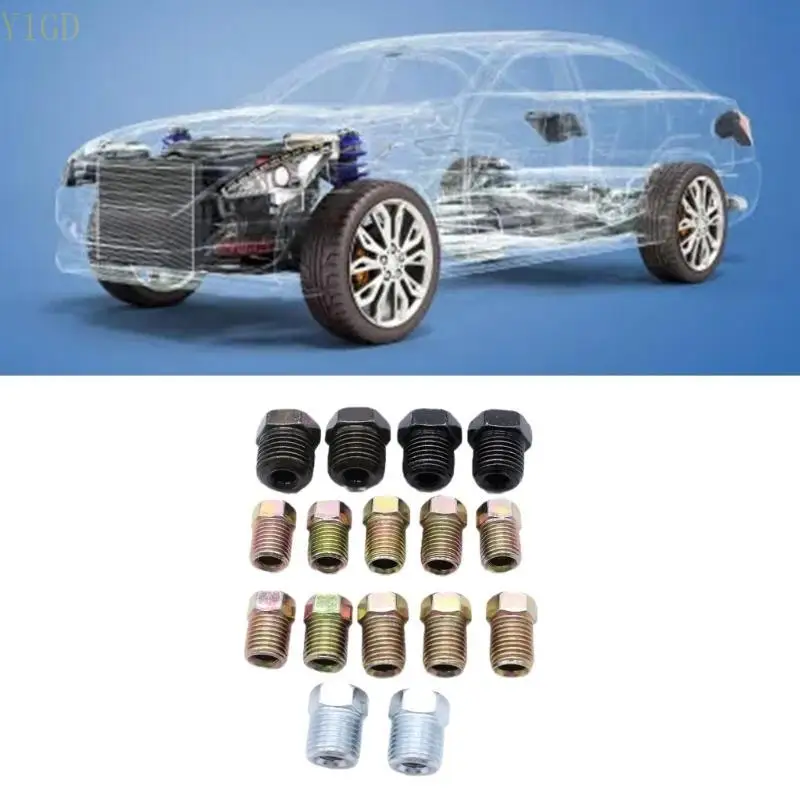 

y1gd 16pcs 45 Sae Inverted Tube Automotive-Parts Threads Compatible-for 3/16 inch Tube Brake Line Accessories