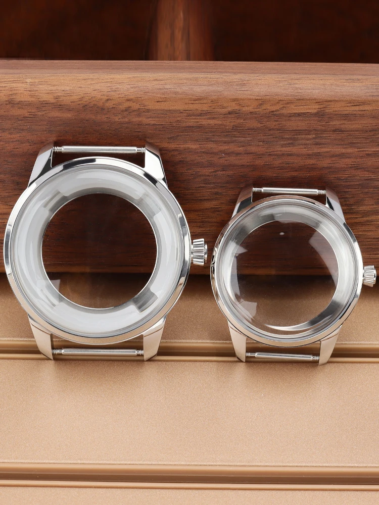 33MM/40MM Silbernes Uhrengehäuse mit gewölbtem Glas für Cocktail Time Presage Seiko Mod NH35 NH34 NH38 Uhrwerk Stahluhren Montageteil