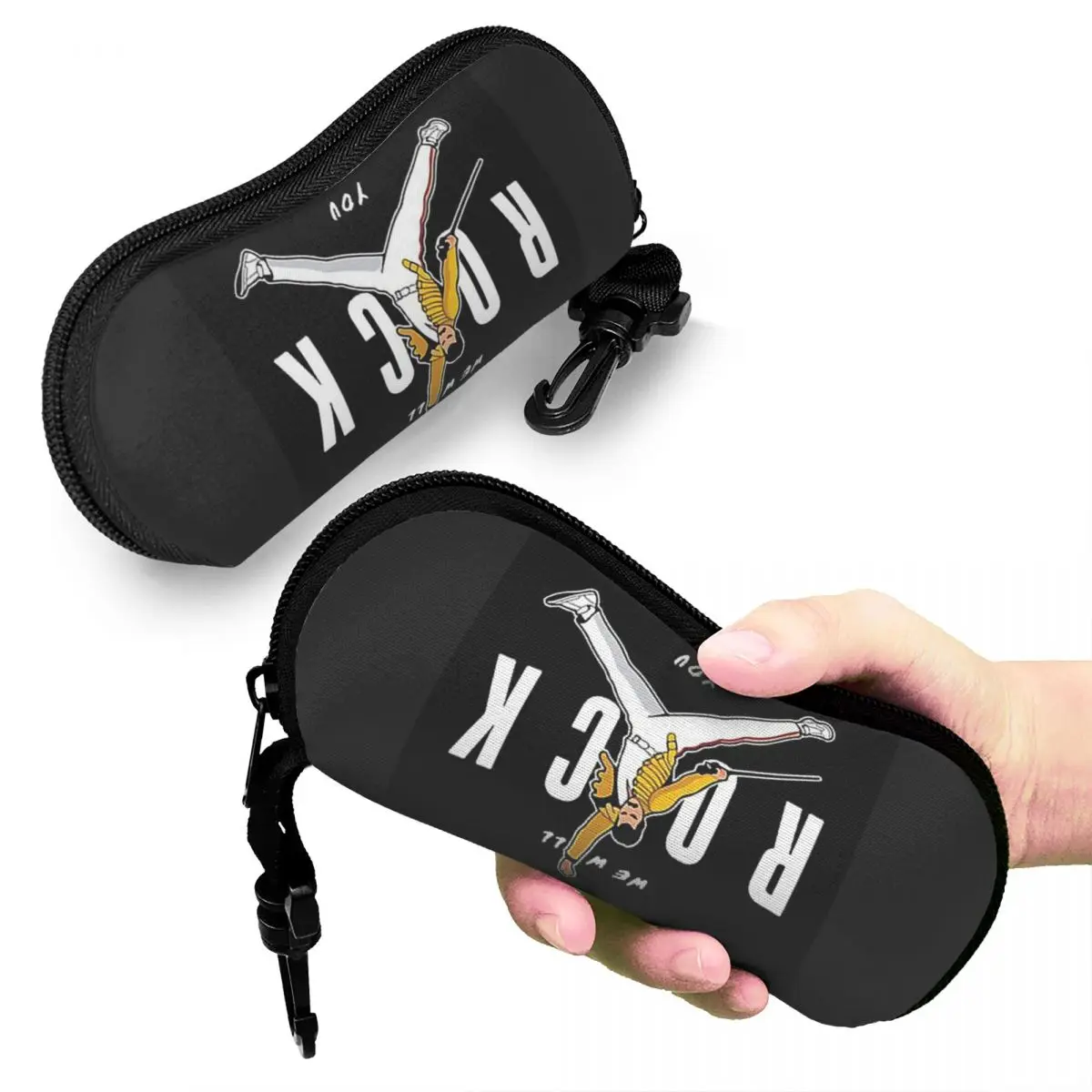 

We Will Rock You Freddie Mercury Shell Glasses Case Portable Sunglasses Box Women Men Soft Eyeglasses Bag Pouch