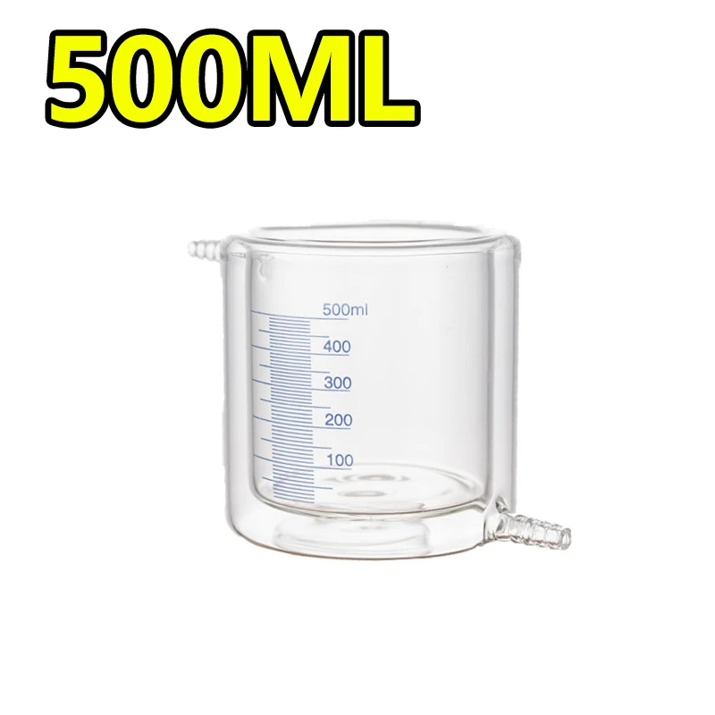 1 piece jacketed double-layer glass beaker photocatalytic reactor with scale 500ml