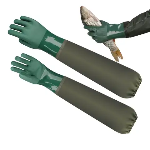 Waterproof Fishing Hand Protector Rubber Gloves 1 Pair Household Cleaning Mittens Thickened Work Gloves For Gardening Fishing