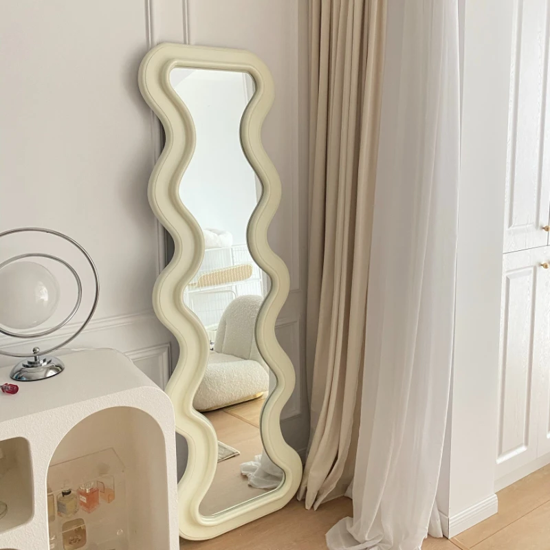 Wave shaped full body mirror artistic design, floor standing mirror, special-shaped mirror, household mirror