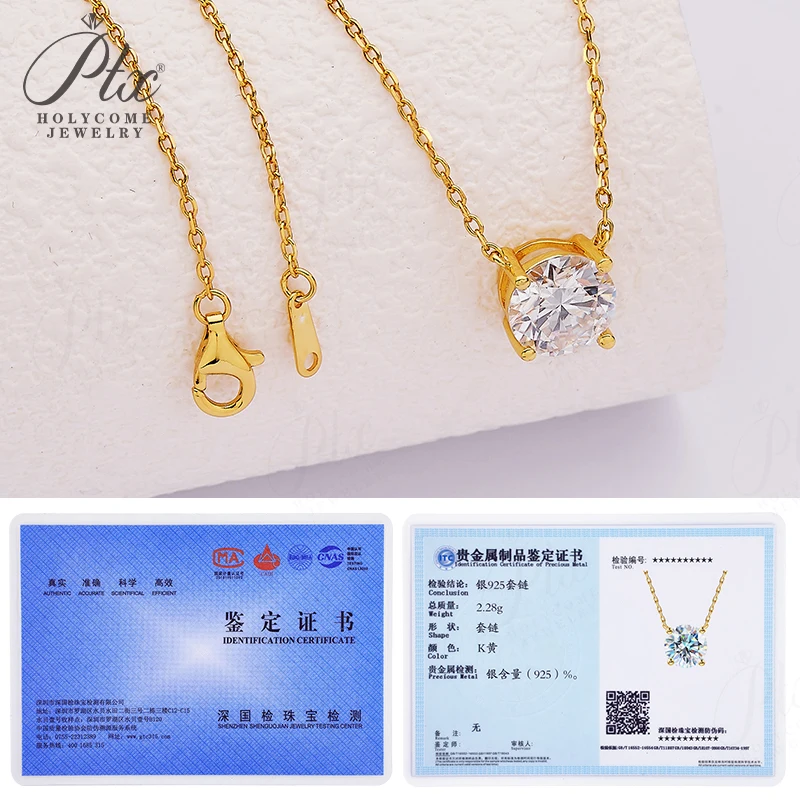 1-3CT مويسانيتي البريق قلادة مع D اللون VVS1 مويسانيتي مستدير S925 أبيض أصفر ارتفع الذهب امرأة المشاركة غرامة هدية #6
