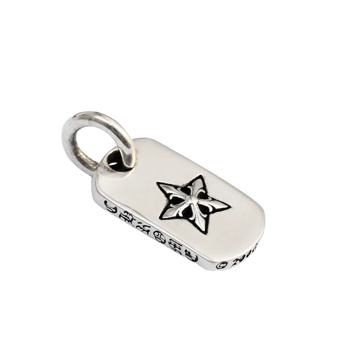 Trendy Personalized Jewelry Tag 925 Sterling Silver Five-Pointed Star Square Letter Tag Small Pendant