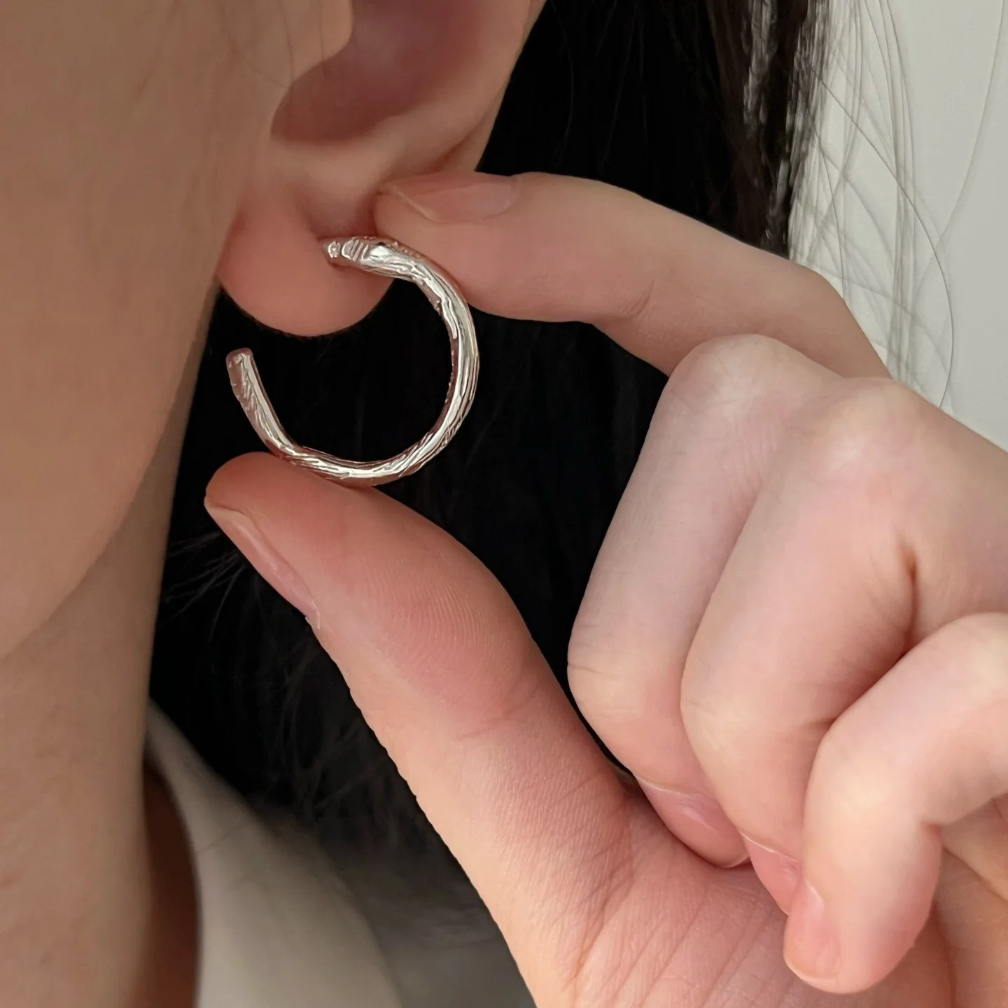 

925 Sterling Silver Earrings For Women Trendy Simple Big Round Shape Earring Jewelry Prevent Allergy Party Accessories