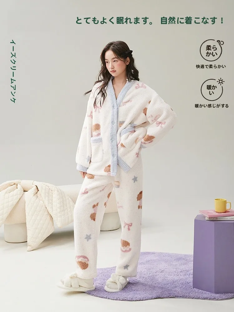 anzibyn-pigiama-da-donna-thiened-coral-fce-set-sweet-sle-home-clothes-v-ne-long-sve-loose-fit-autunno-inverno