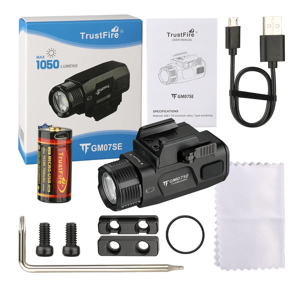 Trustfire GM07-SE Taktische LED-Taschenlampe, 1050 Lumen, Schnellverschluss, 2-Modus, USB 16340, IP65, für den täglichen Gebrauch 3