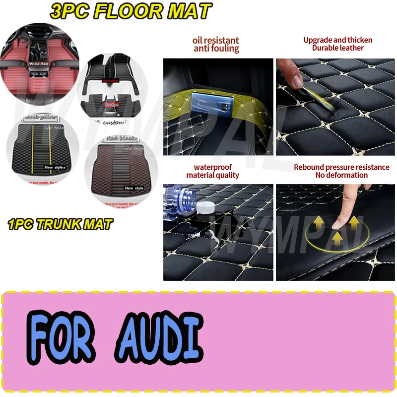 LUXURY Car Mats For AUDI A1(2door) A1(4door) A1 A3 A3 Hatch A3 Sedan A3 Sport A4 A4 Avant A4 Conver A5 Sport A5 (2door) A5(4door