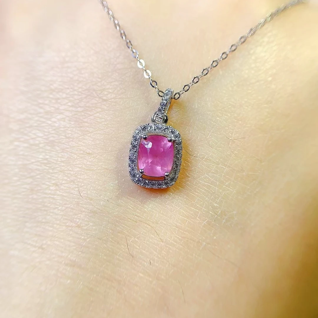 KJJEAXCMY Fine Jewelry Natural Spinel Women's Pendant S925 Silver Electroplating Process Inlaid High Clarity Support Testing