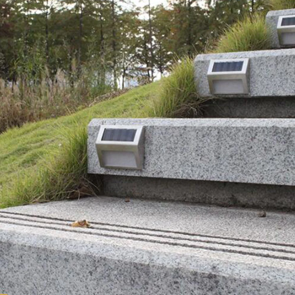 

2Pcs Solar Stair Lights LED Wall Lamp Fence Light Stainless Steel Waterproof Outdoor Garden Driveway Pathway Lighting