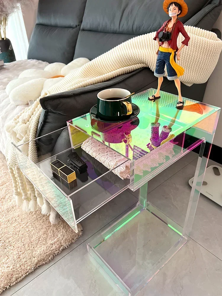 High-end with drawers colorful acrylic coffee table bedroom living room home bedside table creative edge U-shaped