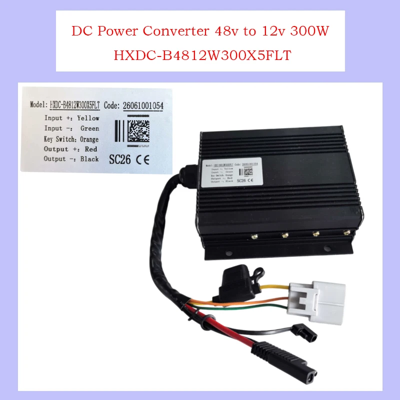 

DC-DC Power Converter 48v to 12v 300W HXDC-B4812W300X5FLT, fits lvtong golf carts