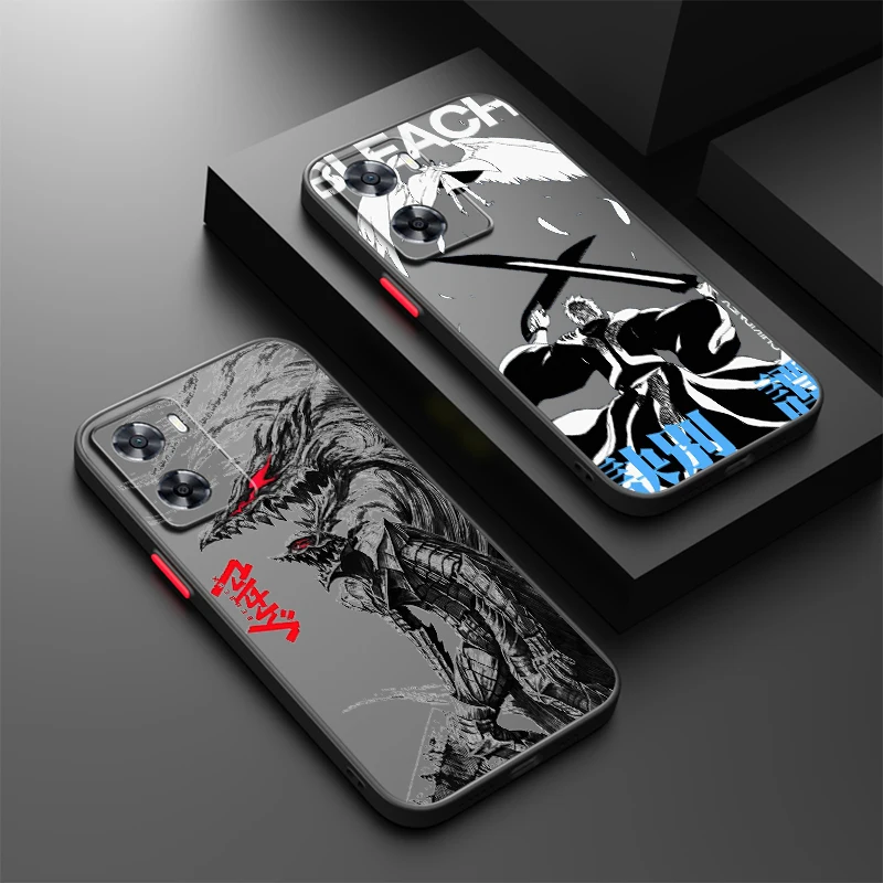 B-Bleach Anime Cool Cartoon Frosted Translucent For OPPO X5 X3 A54S A5 A94 A16 A53S A57 A74 A72 A96 A98 A78 5G Cover Phone Case