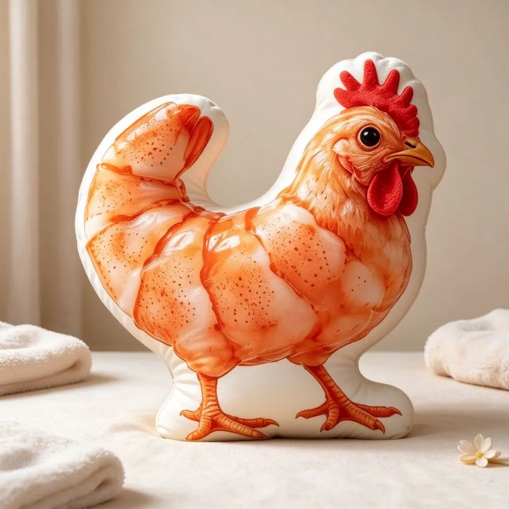 Creative 3D Printing Chicken Plush Toys Soft Cute Simulation Shrimp Chicken Doll 15/30/45cm Soft Comfy Stuffed Chicken Kids Toy