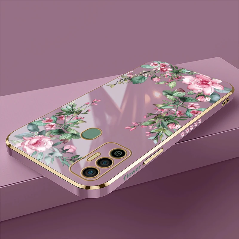 حافظة لهاتف انفينيكس تكنو سبارك 20 20C 7 8 10 Pro 8C 7T 5 Air 5 6 Go 2024 2023 2022 2021 2020 غطاء مقاوم للصدمات مطلي بالزهور