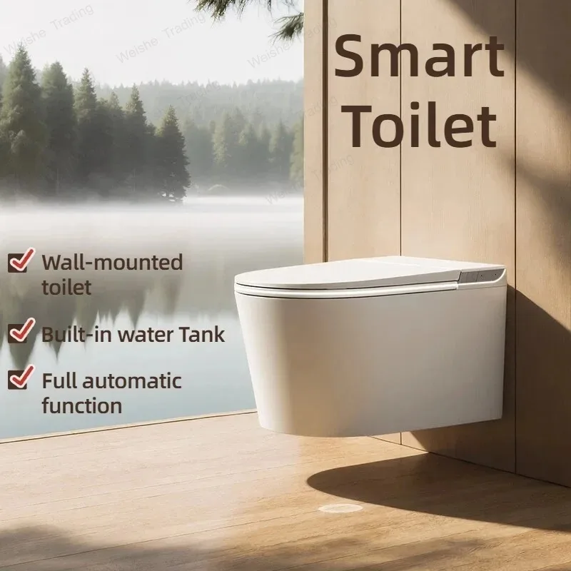 Wall-mounted Built-in Water Tank Hanging Wall Drainage Toilet Toilet WC Sanitary Ware Wall-mounted Smart Toilet