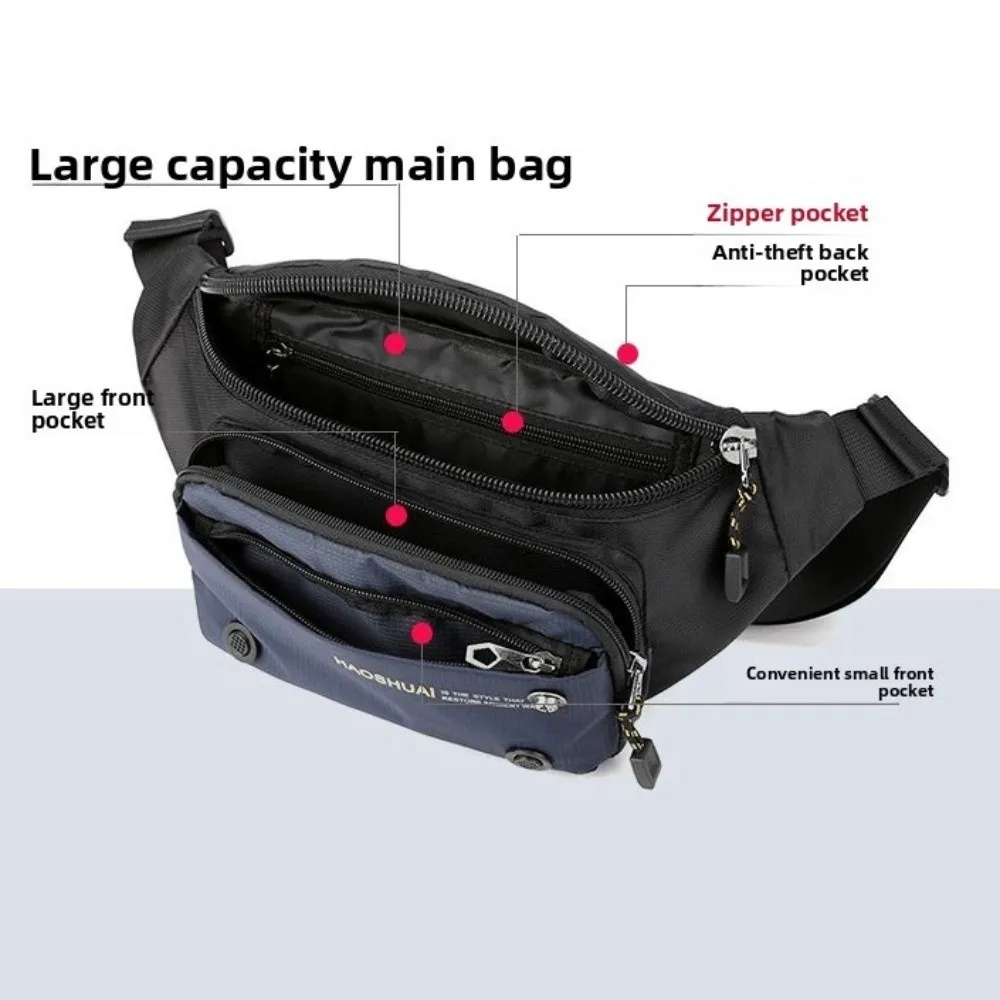 

Универсальная нейлоновая мужская поясная сумка, многофункциональная спортивная поясная сумка большой вместимости, износостойкая нагрудная сумка с несколькими карманами для езды на велосипеде