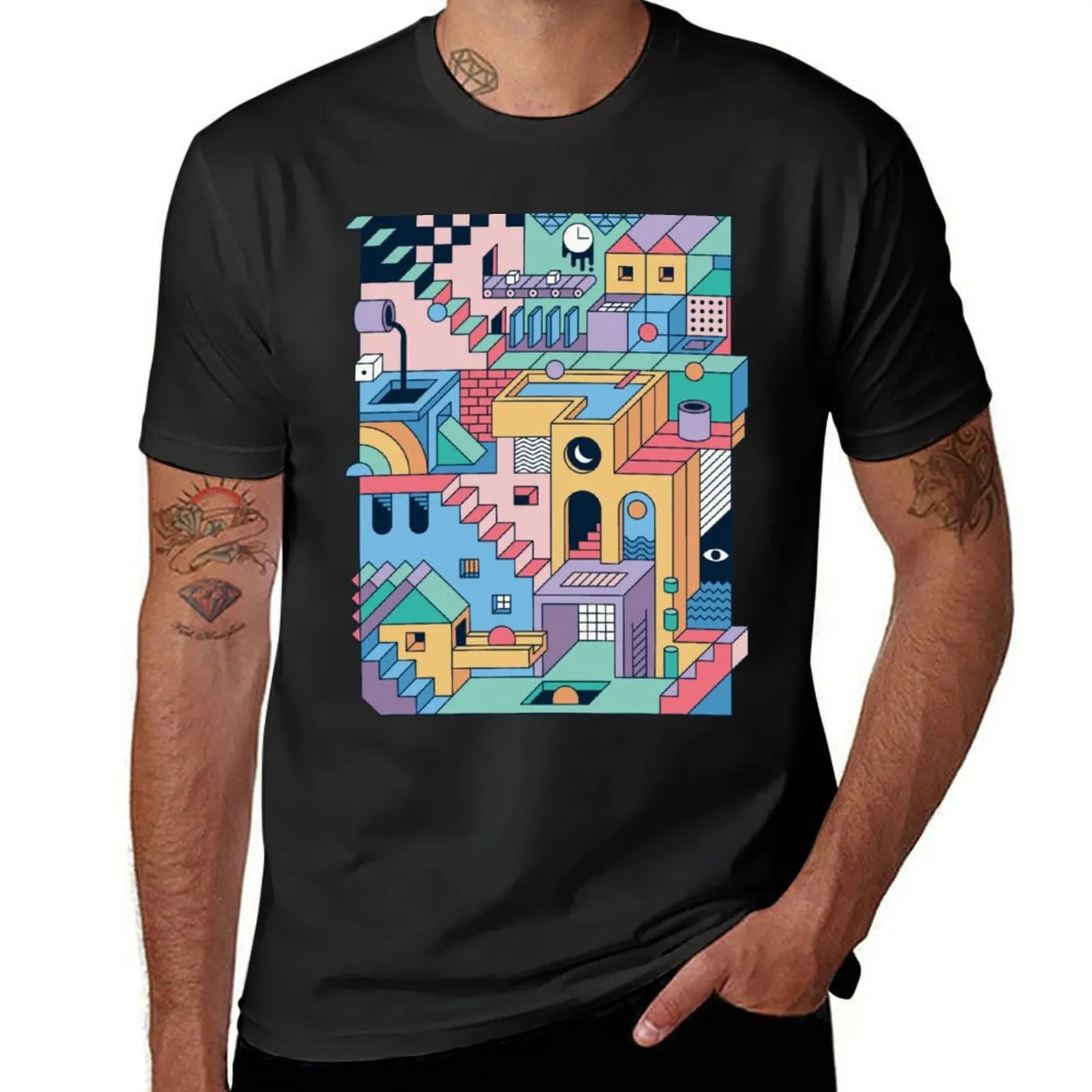 

80's Escher T-Shirt anime customs design your own korean fashion t shirts for men