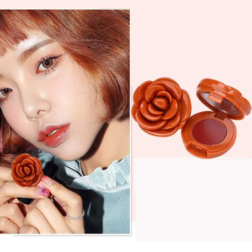 Kleine spiegel oogschaduw container 3D Rose oogschaduw fles cosmetische lippenbalsem container hervulbare fles compact