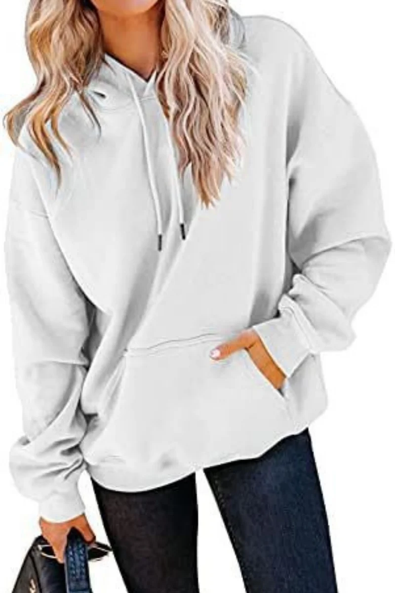Men's and women's long sleeved hooded sweatshirts, plush, oversized loose sports and casual solid color tops