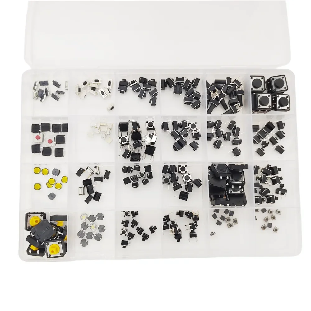 240pcs Micro Momentary Tact Switch Tactile Push Button Switch 24 Values 2pin/3pin/4pin 2*4 3*6 4*4 6*6 Assortment Kit