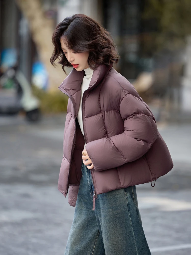 Jaqueta curta puffer para mulheres inverno oversize luxo gola alta manga longa para baixo jaqueta quente grosso 2026 novo outwear inkeo dj627