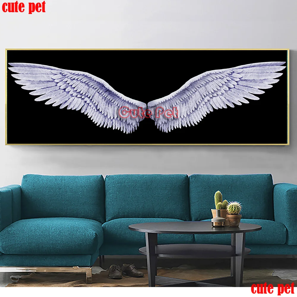 Full square round diamond painting Angel wings diamond embroidery 5D rhinestone mosaic diamond inlaid pattern decor salon large