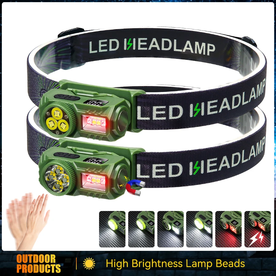 Imagem -01 - Usb Recarregável Lanterna Principal Luz Forte Led Xpe Sensor Farol 700mah Construído em Bateria ao ar Livre Camping Pesca usb recarregavel lanterna principal luz forte led xpe sensor farol 700mah construido em bateria ao ar livre camping pesca 01