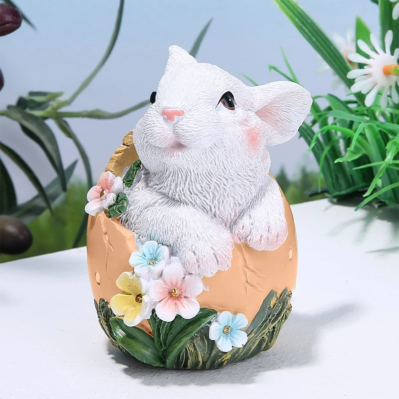 

Easter Bunny Resin Statue Cartoon Rabbit Egg Statue Figurine For Indoor Outdoor Decor Versatile Room Ornament Festival Gift