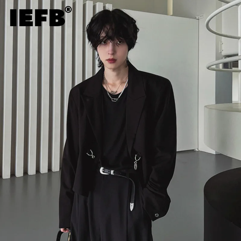 IEFB Korean Style Men's Suit Jackets Metal Single Button Business Casual Short Blazers Loose Solid Color Male Clothing 9C6921