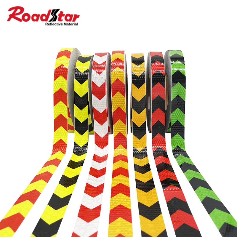 Roadstar 2.5mmX50m Arrow Printed Reflective Tape Car Sticker Decoration Warning Tape for Bike 6 Colors Reflector RS-6490P