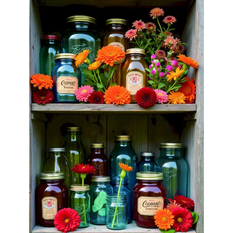 

SDOYUNO Flower Diamond Painting Vintage Glass Jars Pattern for Adults Beginners DIY Diamond Mosaic Picture Rhinestones Home Wal