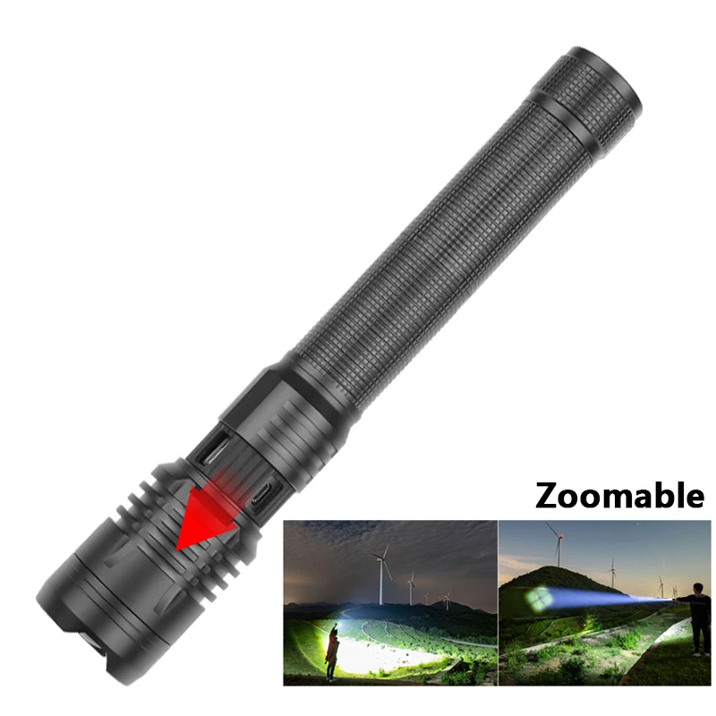 XHP160 The Most Brightest LED Flashlight 1,000,000 USB Rechargeable Zoom Torch Powerbank Function 18650 or 26650 Battery Lantern