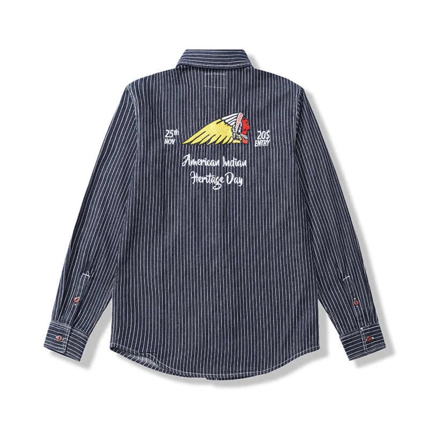 Japanese Retro Kapital Vintage Embroidered Long Sleeve Shirt Amekage Striped Shirt for Men
