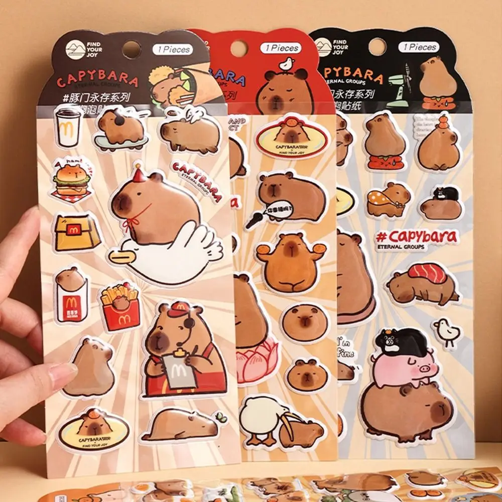 Stationery Kawaii Capybara Stickers Journal DIY 3D Foam Sticker Diary Cute Bubble Sticker Toys