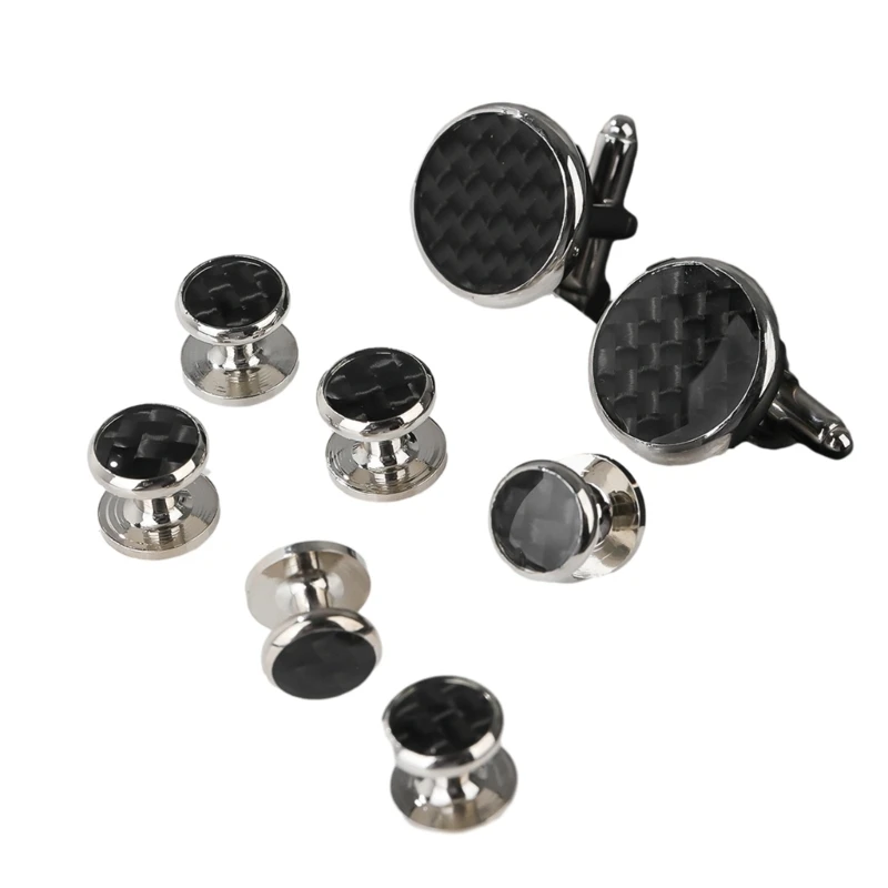 

Men's Cufflinks Uniform Suit Versatile Silver Tuxedo Studs for Son, Father Dropship