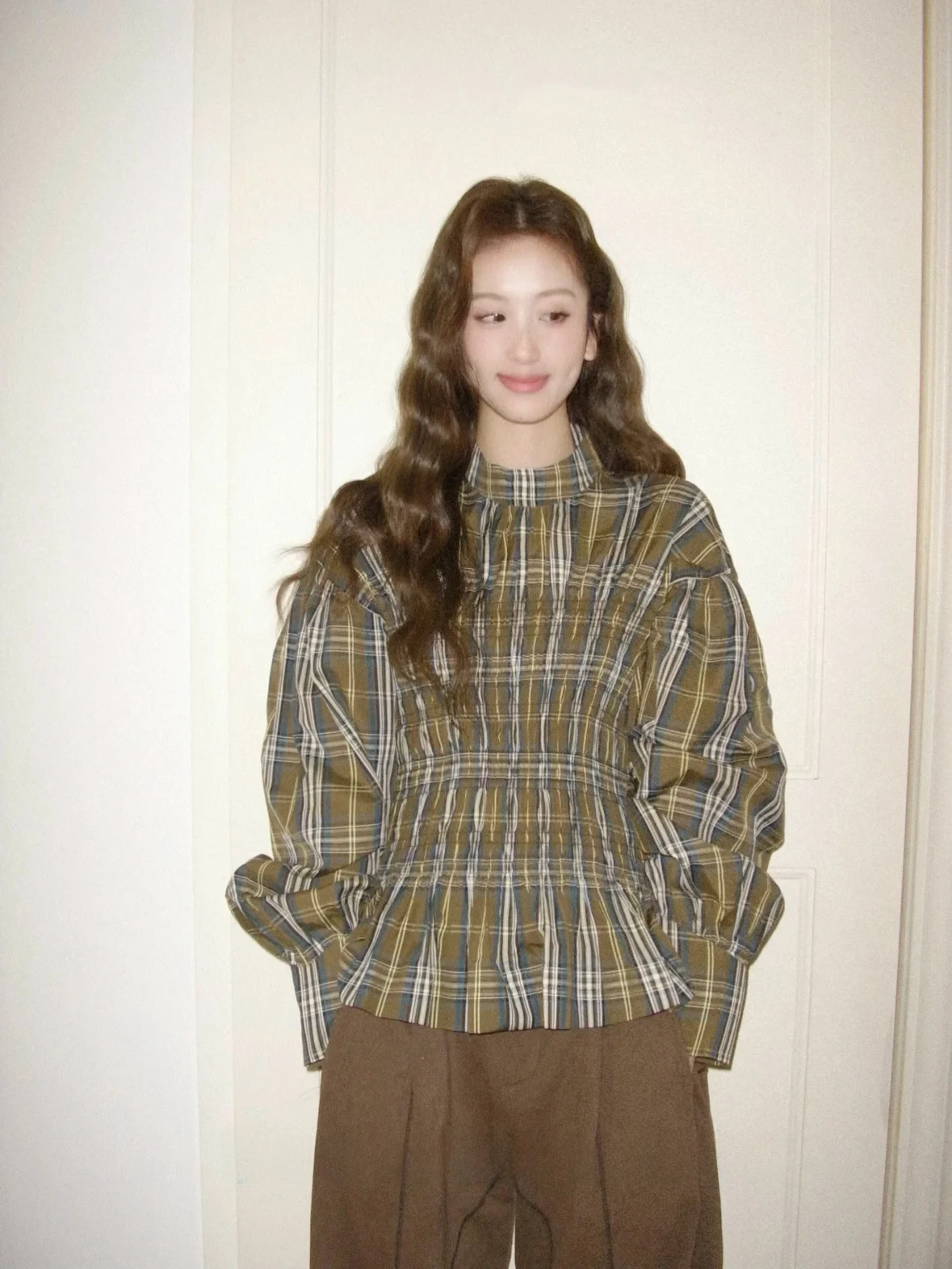 

Soolrok винтажная клетчатая одежда Bubble Sve irt, женская облегающая верхняя многослойная одежда, длинная све, свободная длина, полиэстер