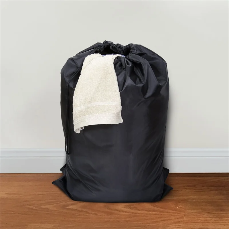 Waterproof Heavy Duty Backpack Black One Size Polyester Laundry Bag Camping Travel Large Clothing Storage Bag