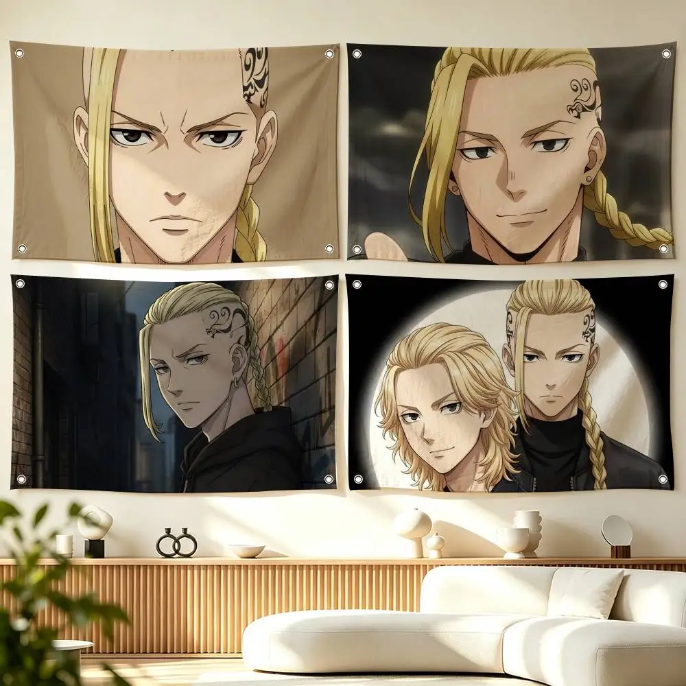 T-Tokyo Revengers K-Ken Ryuguji  Flags for Bedrooms Home Decor Items Outdoor Decors Garage Decoration Flaga