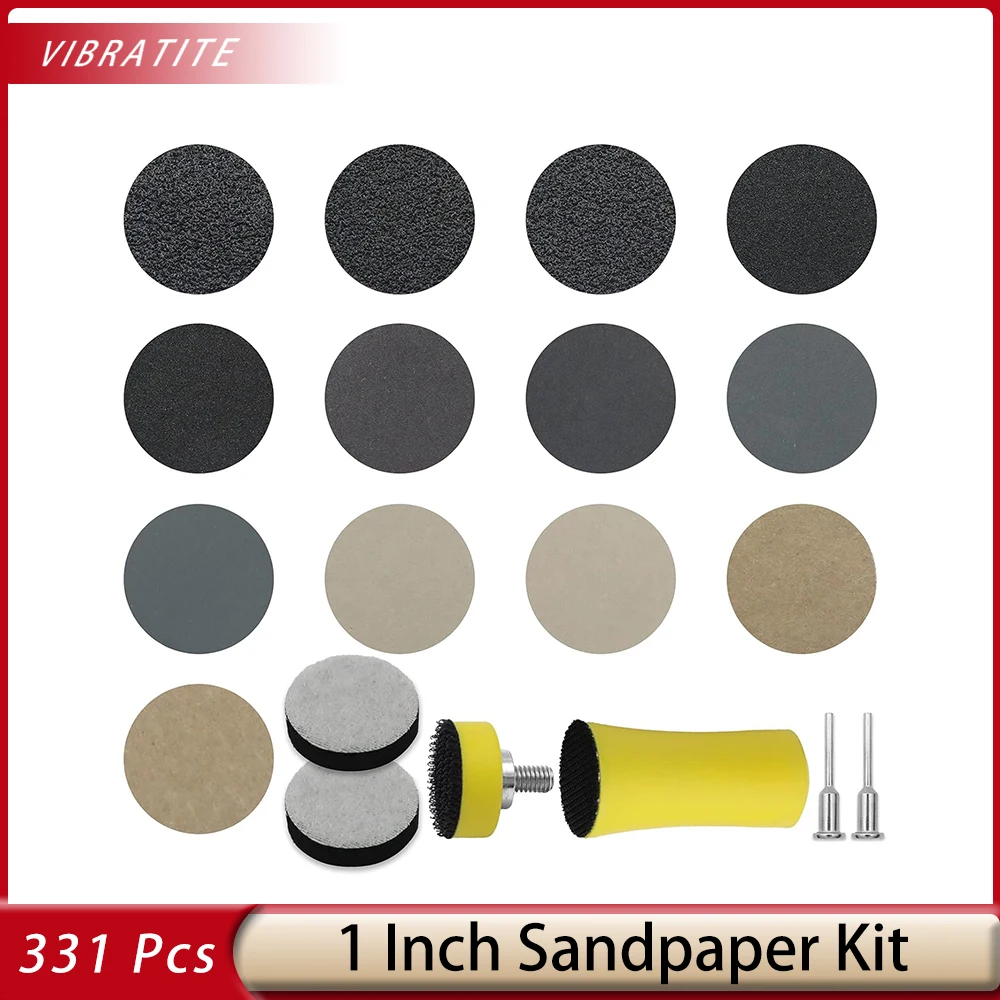 

331 Pcs 1 Inch Sandpaper Wet Dry Sanding Disc with Backing Pad and Soft Foam Buffering Pad 60 to 10000 Grits Grinding Abrasive