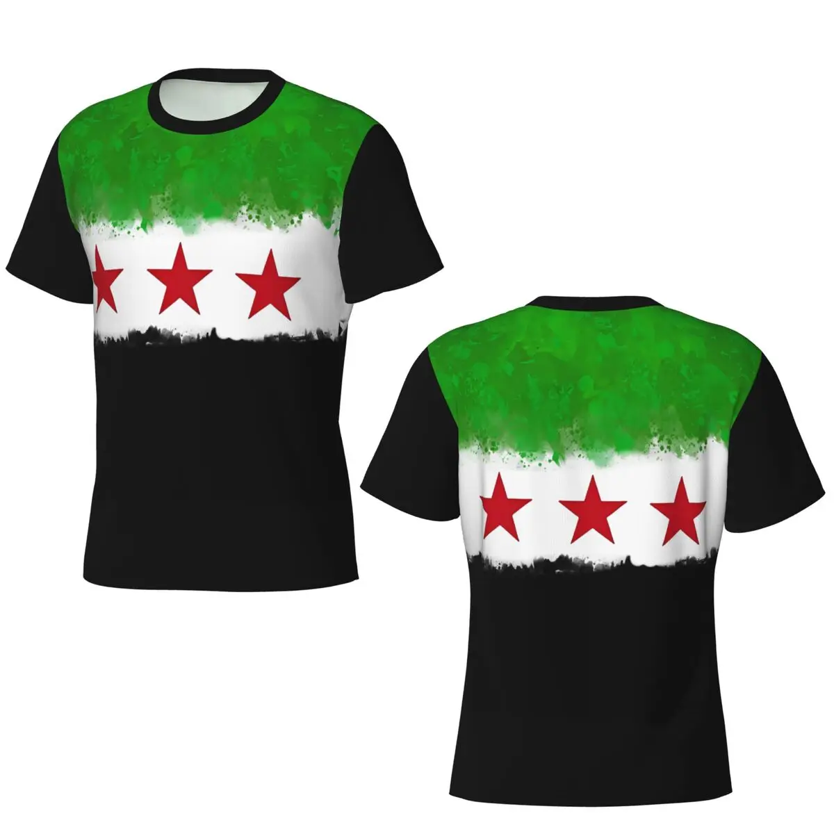 

Футболки с флагом Сирии, мужские и женские винтажные футболки из полиэстера, футболки с круглым вырезом, классическая одежда с короткими рукавами