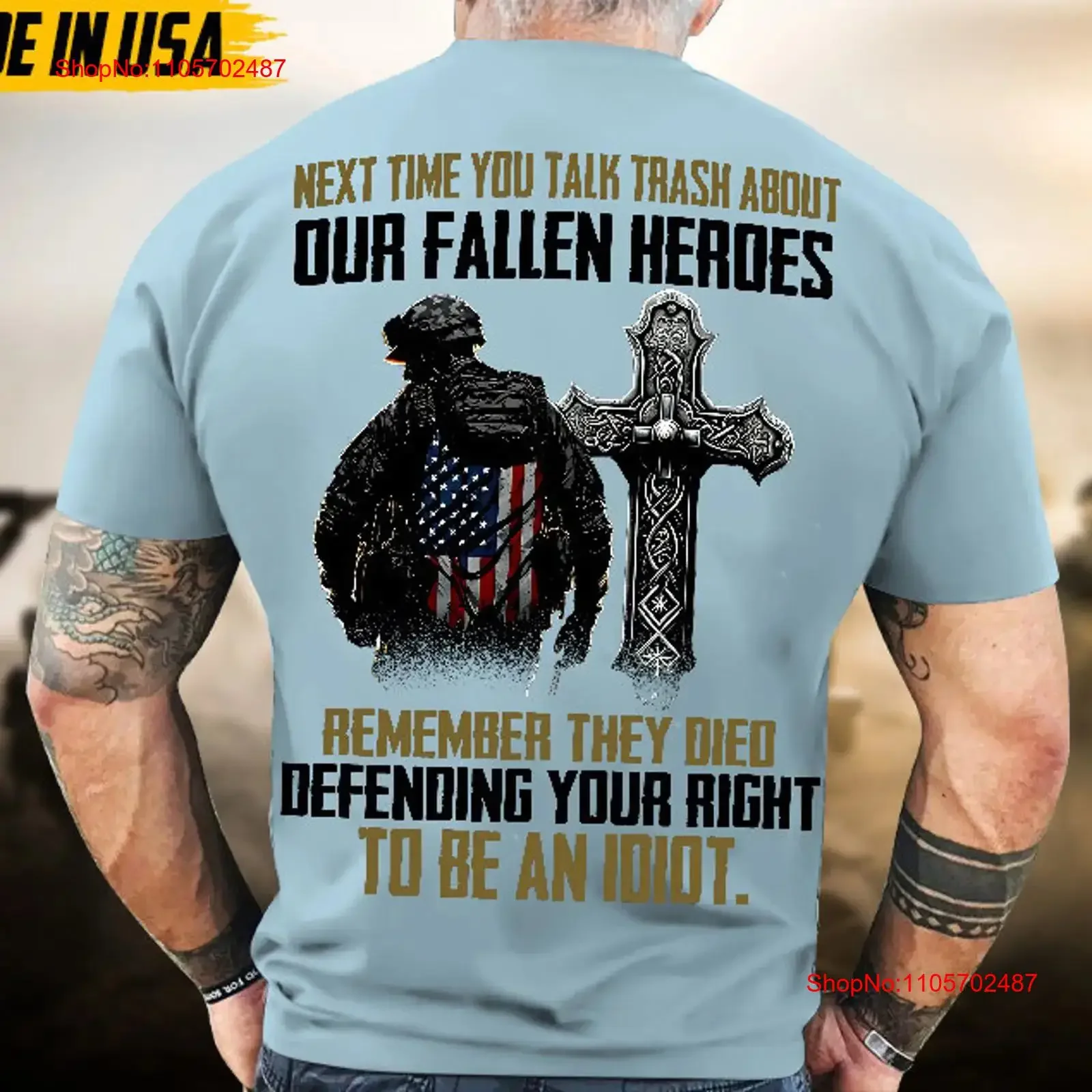 Proudly Served Veteran T Shirt Remember They Died Defending Your Right To Be An Idiot American Flag Sleeve Patriotic vintage
