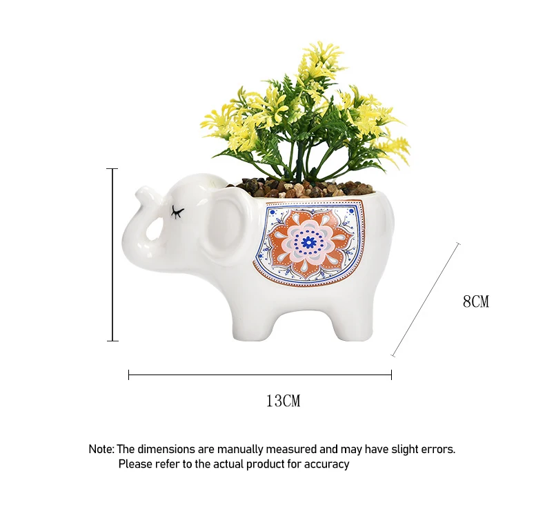 Originalität Cartoon Tier Blumentöpfe Desktop Keramik Sukkulenten Blumentopf Elefant Ornament Hause Dekoration für Garten Liefert – Detail 6