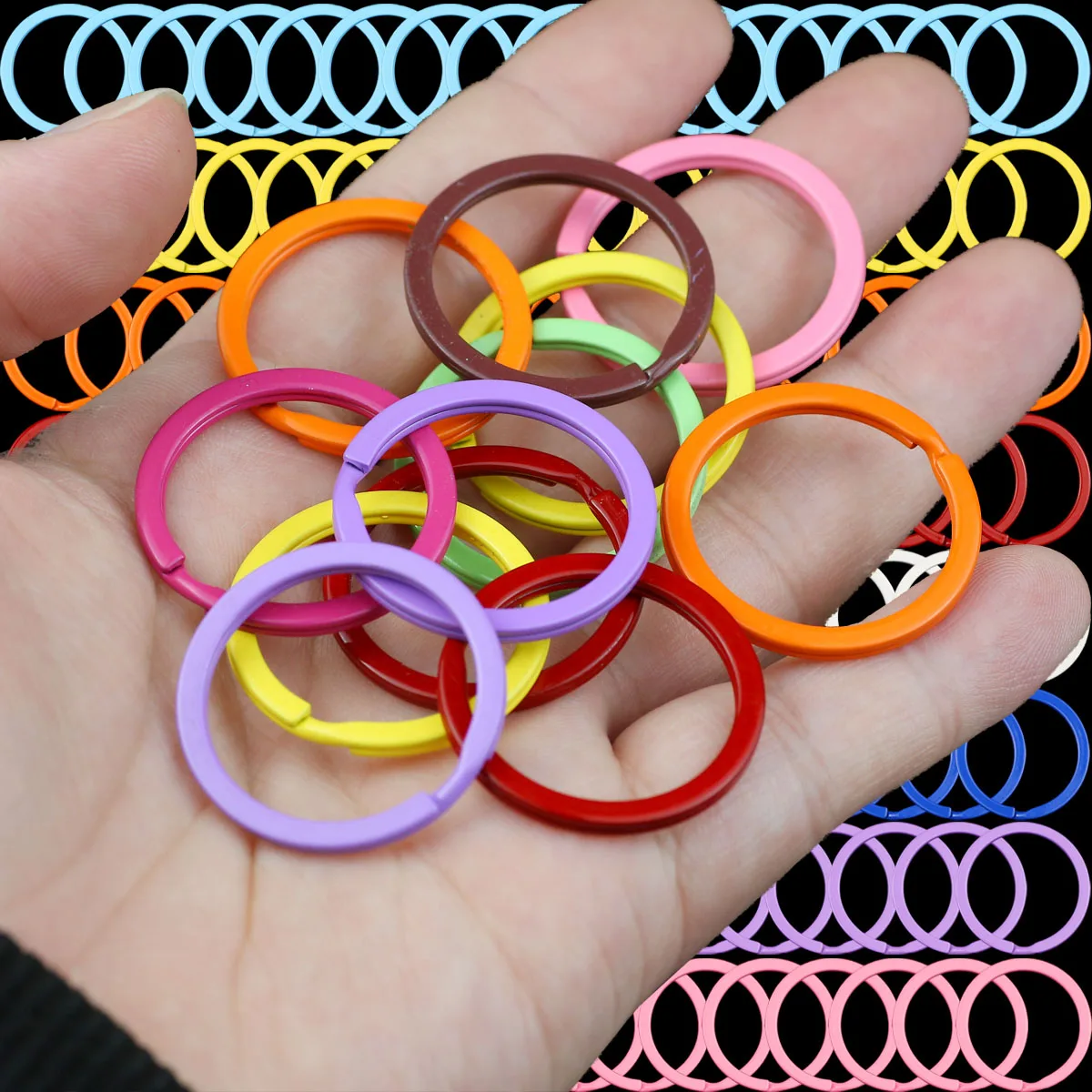 Lacquered Colourful Round Connecting Zinc Alloy Flat Ring For Making bracelet keychain Jewelry DIY Accessories 5~20PCS 30MM