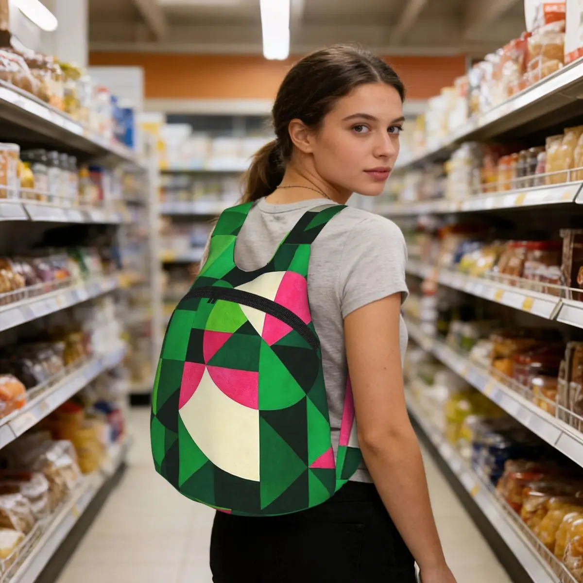 Sac à dos dynamique à motifs géométriques colorés, sac d'école pour enfants, sac de rangement pour livres, sac à bandoulière pour ordinateur, pour garçons et filles