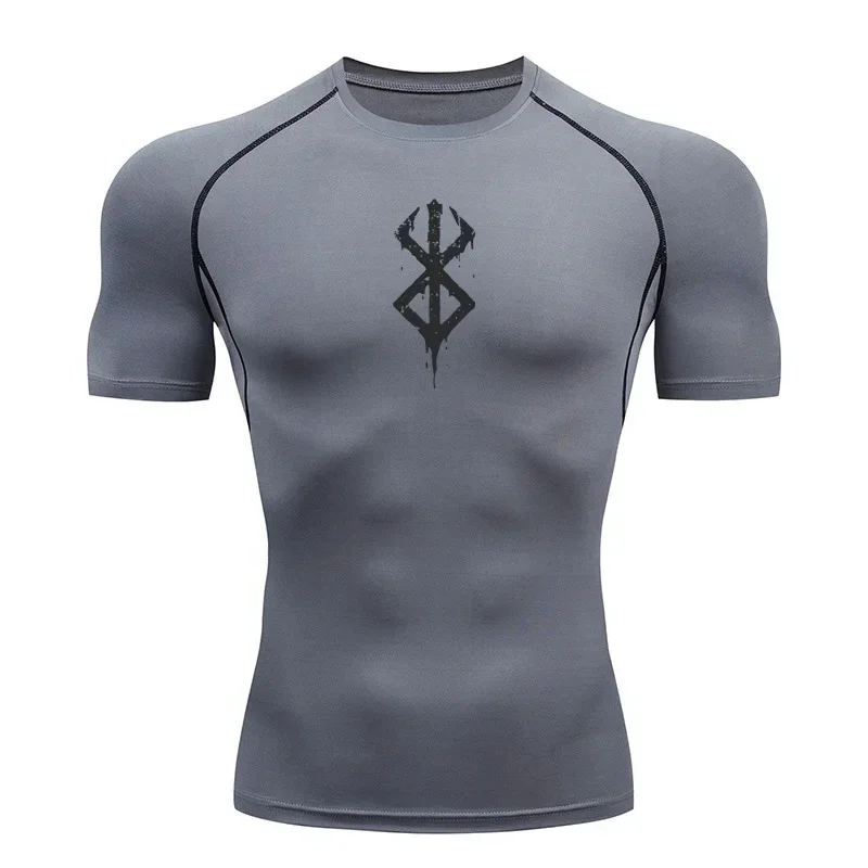 Compression Shirt Man Gym Anime Berserk Fitness Gym Sport Running T-Shirt Rashgard Tops Quick Dry Short Sleeve T-Shirt For Men