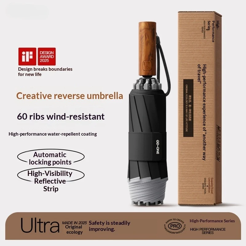 

Anti-rebound Automatic Umbrella Extra Large Thick Reinforced Windproof Rainstorm Resistant Reverse Reflective Foldable Sunshade