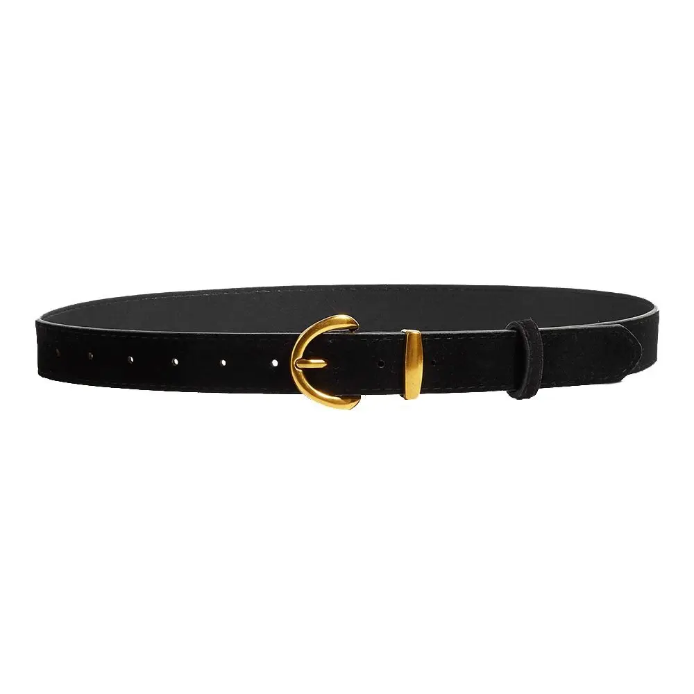 Vintage Pin Buckle Suede Belt Luxury Design Versatile Women Waist Belt Thin Leather Waistband Coat Skirt Decoration